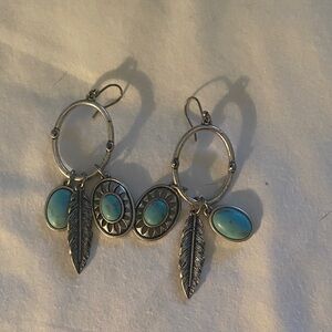 Bohemian Silver and Turquoise Dangle Earrings